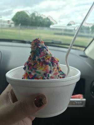 The smallest ice cream you can order (baby cone/cup) for $1.50.