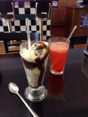 Chocolate float and cherry limeade