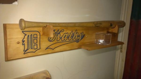 Custom engraving for baseba bat racks