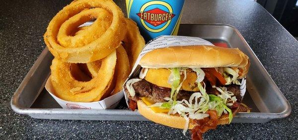 Onion Rings and Large Western Bacon BBQ Burger Meal