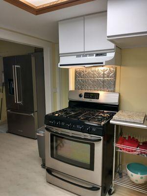 Gas range and new fridge