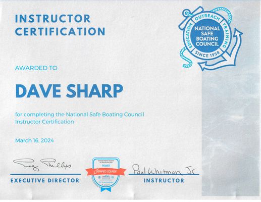 Certified Instructor by the National Safe Boating Council