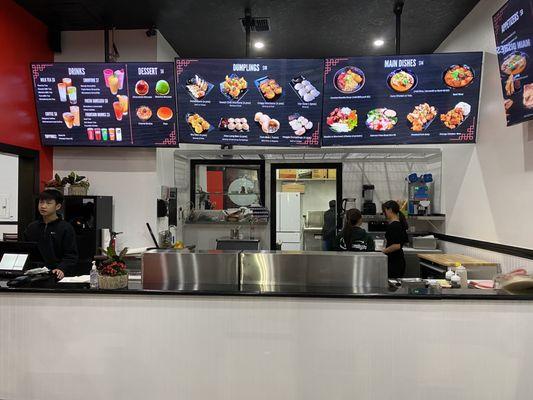 Counter with overhead menu. Great photos and descriptions