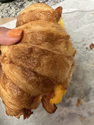 Egg, Bacon, & Cheddar Sandwich on a Croissant it was so good!