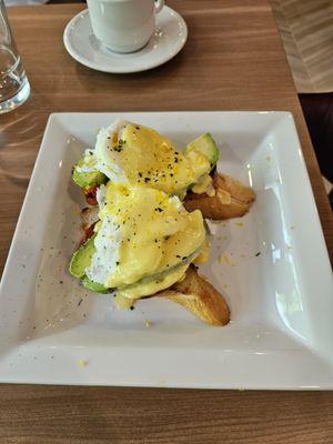 Avocado eggs Benedict with citrus hollandaise. Absolutely delicious