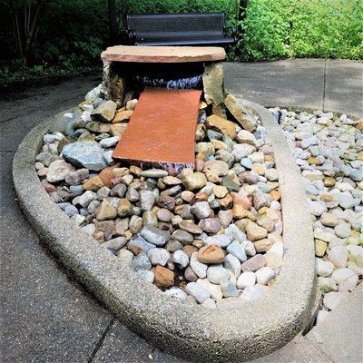 water feature at the entrance of the labyrinth