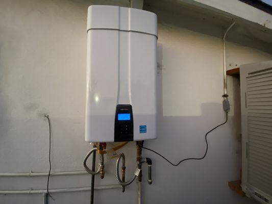 Tankless water heater installation.