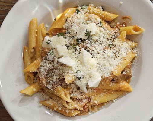 Half portion of Braised Short Ribs alla Vodka over penne pasta