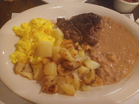 Breakfast steak ($17)