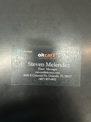 Steven Melendez's business card