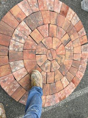 This is the beginning of beautiful Paver project featuring the circular pattern.  Maybe for front entrance, or back yard entertainment area