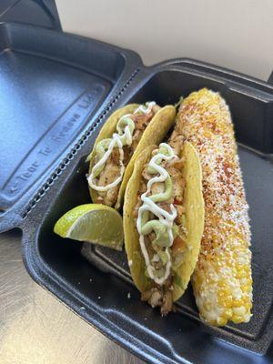 Mexican Street Corn with Fish Tacos