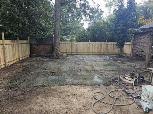 A1 CHS removed the old fence installed the new fence. Then brought in new soil and leveled it.