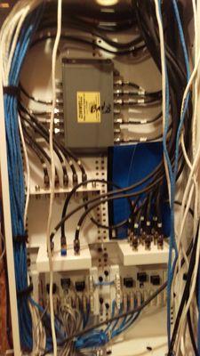 Structured wiring audio video, data, telecommunications distribution cabinet