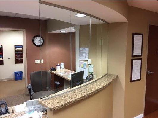 Reception Glass for local Surgery Center