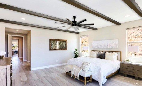 Primary bed room in Cliffs neighborhood staged by Utopia Home Staging in Las Vegas, Nevada