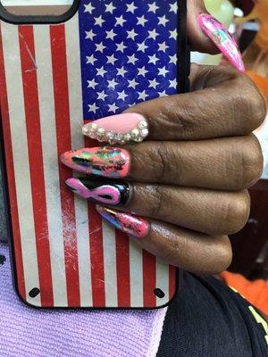 Nails Art by Sam ...We're all supported for the Breast Cancer... God will bless all