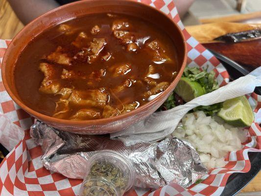 Menudo 32 oz... FIRE!!! Must try!!! Comes with tortilla