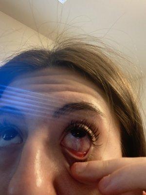 Eye tear causes from service at Prestige Salon