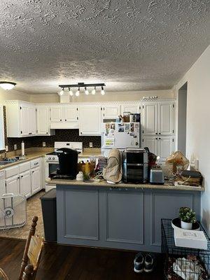 Custom kitchen cabinets painting and tile backsplash install