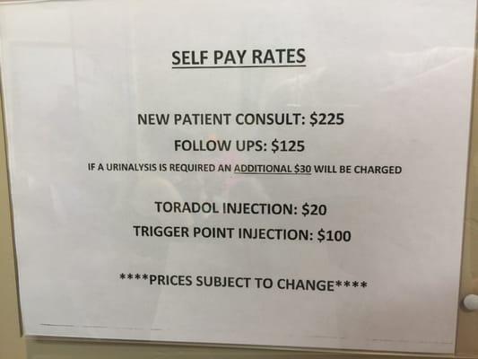 Self-Pay Rates