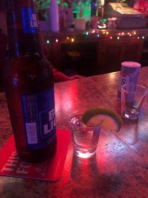 Patron and beer after work...