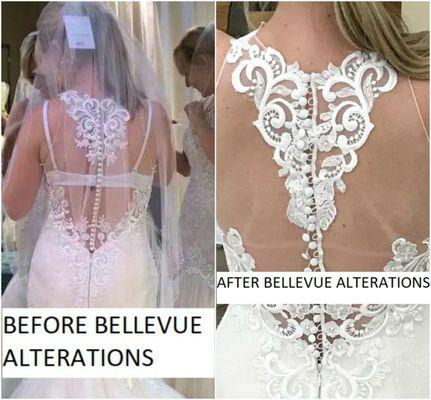 This is how they`ve put the lace back- Their work looks like a cheap replica of the original dress