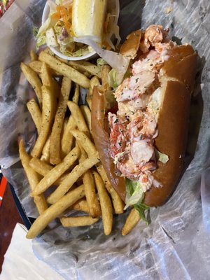 Lobster roll and fries