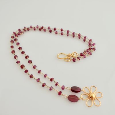 Rhodolite garnet and 18k gold vermeil necklace