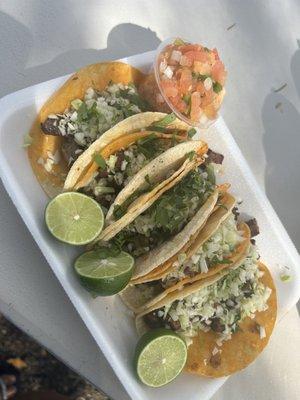 6 carne asada tacos