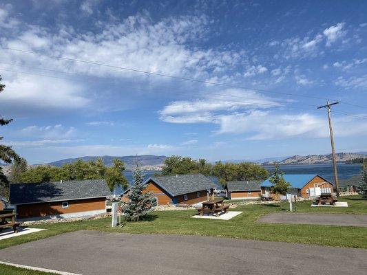 Cabins and lake view from RV spot 2