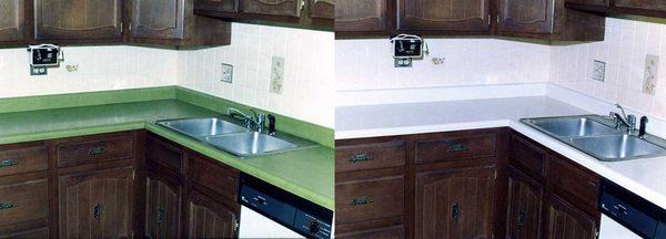 Green Kitchen Counter Top Refinished White, We offer Kitchen Counter top Refinishing to all of San Diego County.