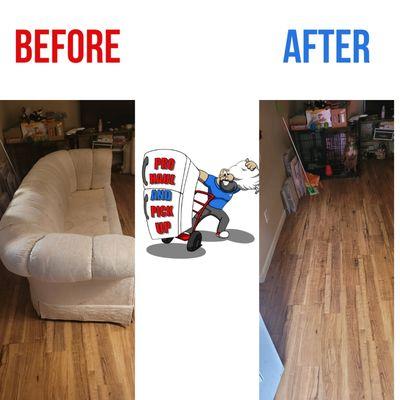 Before and after couch removal.