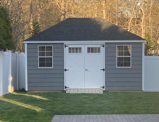 12x16 Vinyl Shake Hip Roof Shed