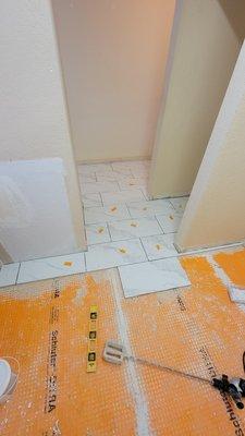 Tile floor installation