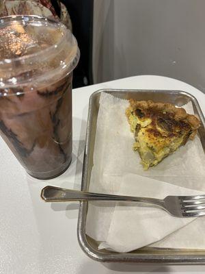 "Barbie" macchiato and artichoke mushroom quiche