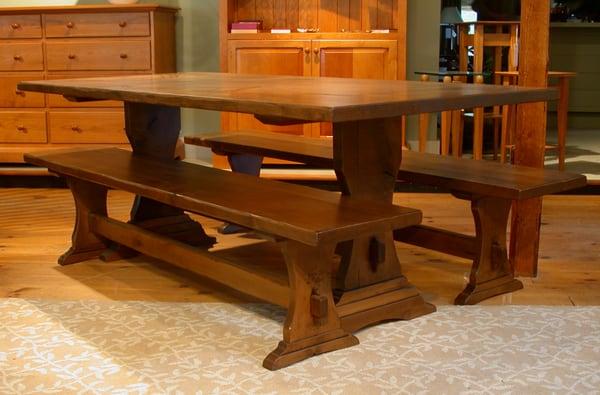 Rustic Alder trestle table.