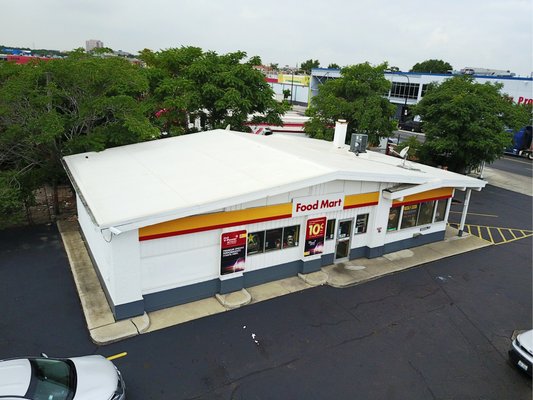 TPO roofing system at a Shell service station. Commercial or residential, we've got you covered. Call today