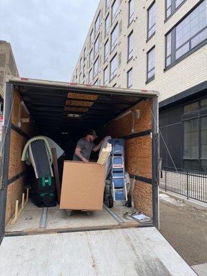 Carefully packing the trailer