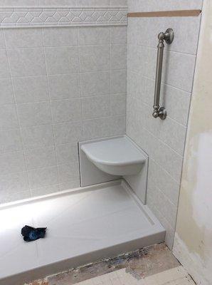 Accessible Shower with shower seat installation in Hopewell Junction.