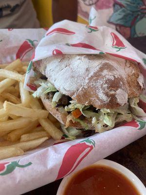 Torta on homemade bread.