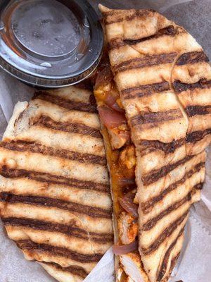 BBQ chicken and aged cheddar panini