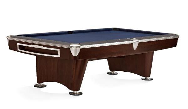 The Brunswick Gold Crown VI shown here in the Rosewood Veneer & Nickel trim avail in 8 & 9' models.