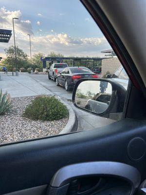 Line backed up right outside car wash area