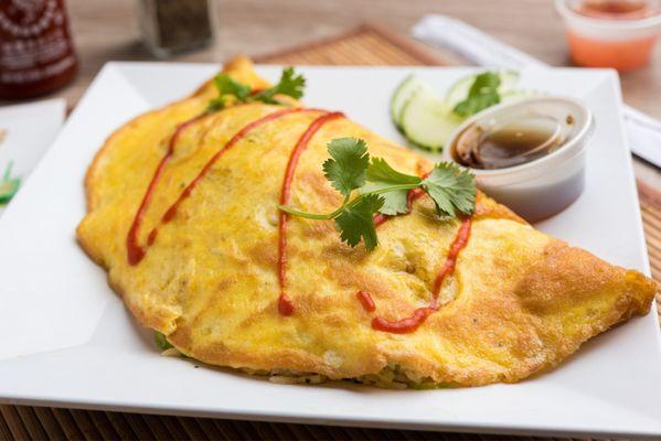 Shrimp fried rice omelette