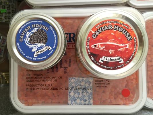 Bowfin caviar and chum salmon