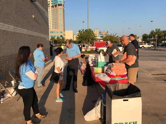 Providing breakfast for the first responders who came to hep during Hurricane Harvey.