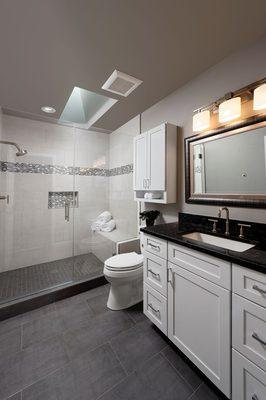 A transitional master bath just waiting for you to enjoy! *Real FTC Interiors Re-design