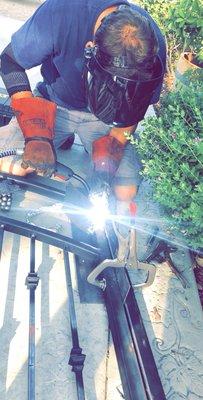 Welding in the field.