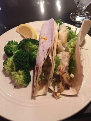 Fish tacos, substituted fries for broccoli